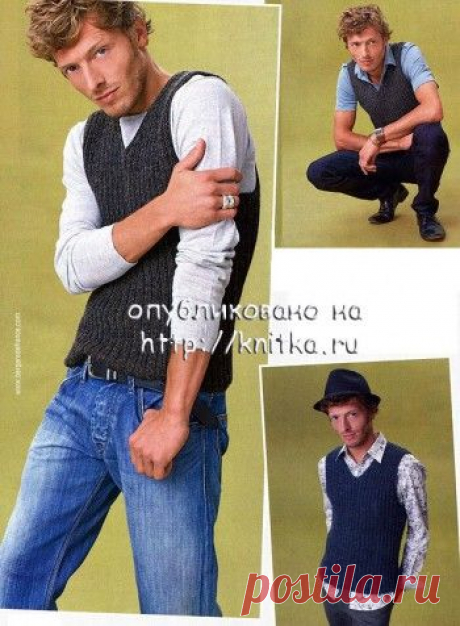 Серая безрукавка, Вязание для мужчин