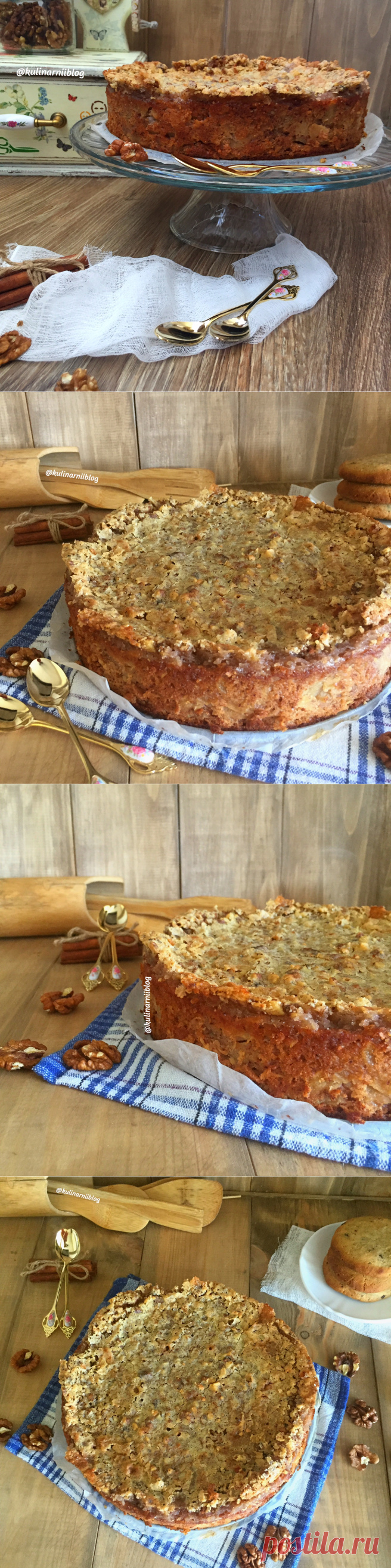 Яблочный пирог с ореховой глазурью | Кулинарный блог