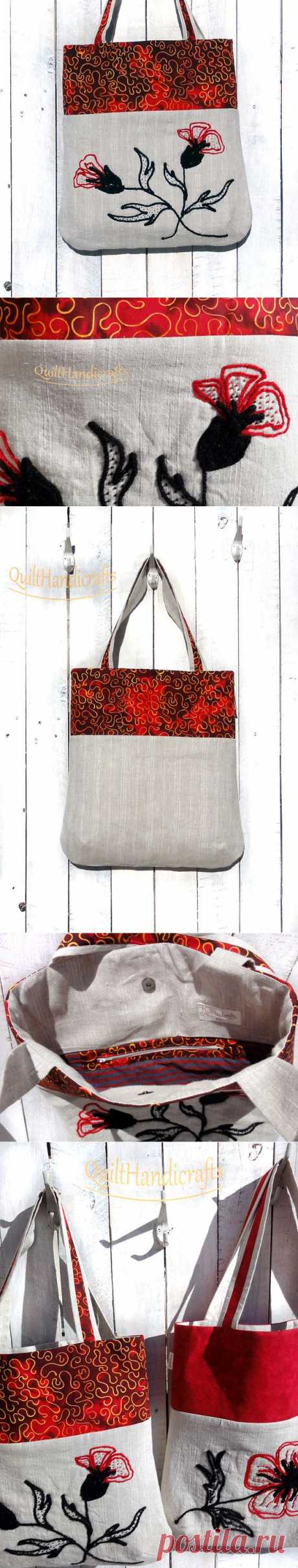Beautiful bags Gorgeous floral embroidery by QuiltHandicrafts