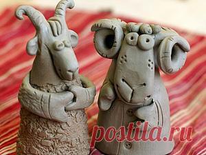 Лепим барашка Ивановича и козочку Потаповну из природной глины - Ярмарка Мастеров - ручная работа, handmade