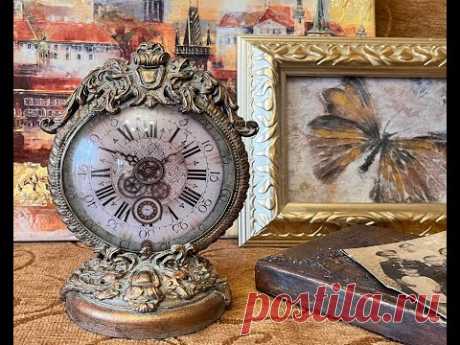 МК изготовление интерьерной декорации "Каминные часы" ⚜🕰🔆