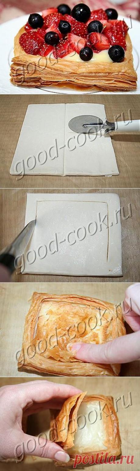 Хорошая кухня - пирожное с апельсиновым кремом и ягодами. Кулинарная книга рецептов. Салаты, выпечка.