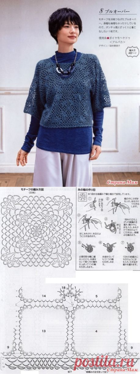 . Короткий джемпер. - Все в ажуре... (вязание крючком) - Страна Мам