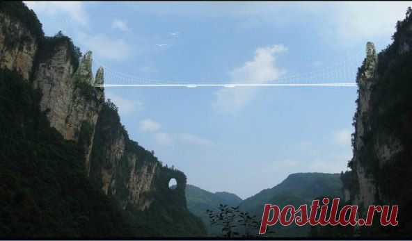В Китае открывается самый длинный и высокий мост со стеклянным полом и скульптурой Аватара на вершине: / Социальная погода