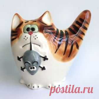 Кот мышелов. Размер фигурки 13х12 см