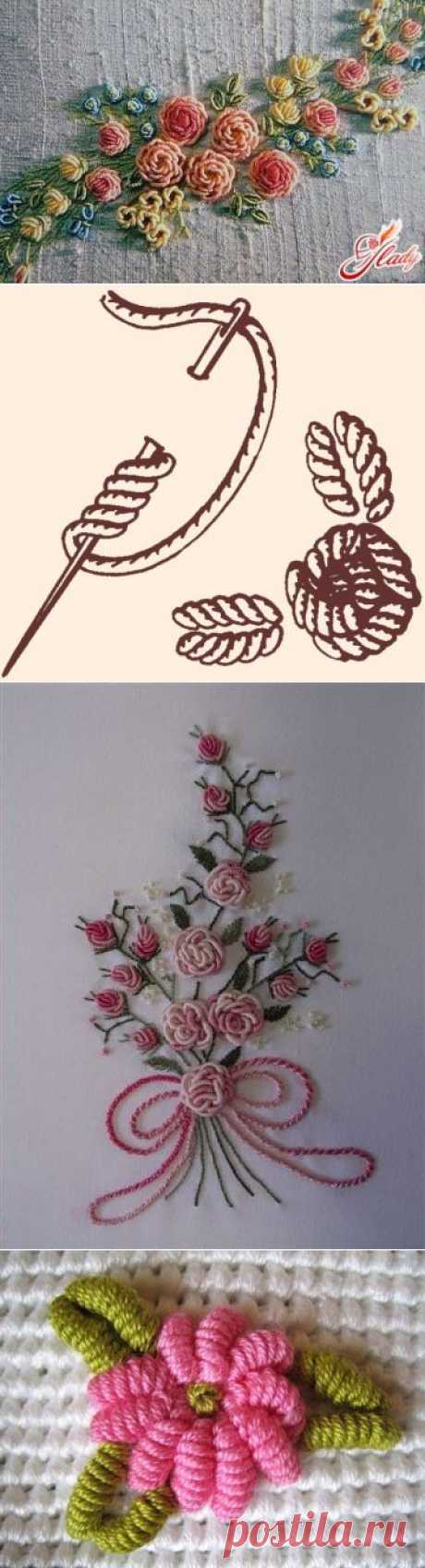 Красота шва рококо в вышивке.