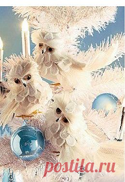 Декоративные совы (4 шт.). С настоящими перьями. Ручная работа. Высота ок. 7 см