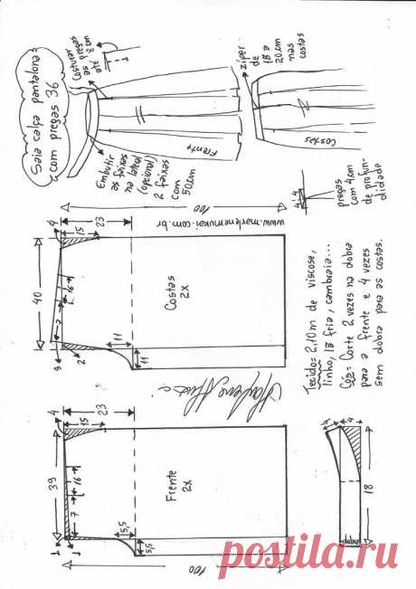 Saia calça Pantalona com pregas – Marlene Mukai