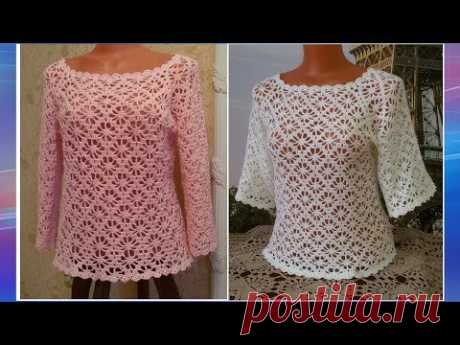Ажурная блузка крючком.Часть 4.МК для начинающих.Openwork blouse crochet.Part 4.MK for beginners