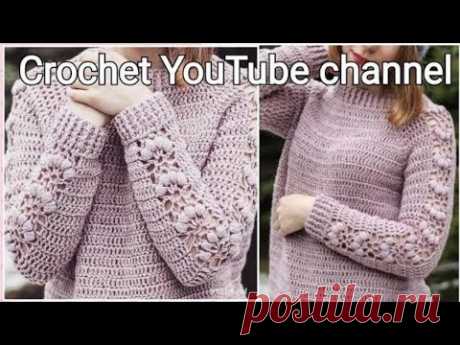حصري/بلوزه كروشيه بطريقه سهله لكل المقاسات كم رجلان Easy Crochet blouse/ قناة#كروشيه_يوتيوب