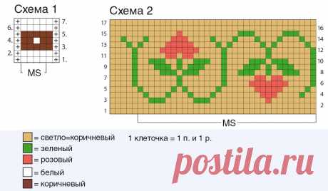 Жаккардовый узор «Лилии» - схема вязания спицами. Вяжем Узоры на Verena.ru