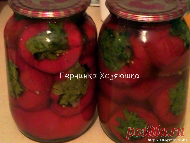Перец фаршированный баклажанами в маринаде