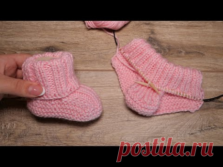 Пинетки – носочки на двух спицах | Baby socks - booties knitting pattern