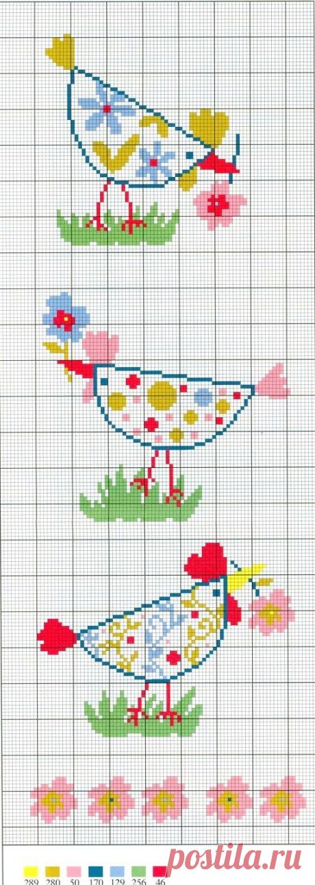 (637) Chicken cross-stitch. | Embroidery