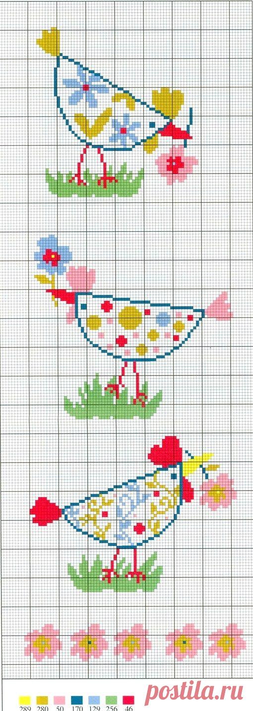 (637) Chicken cross-stitch. | Embroidery