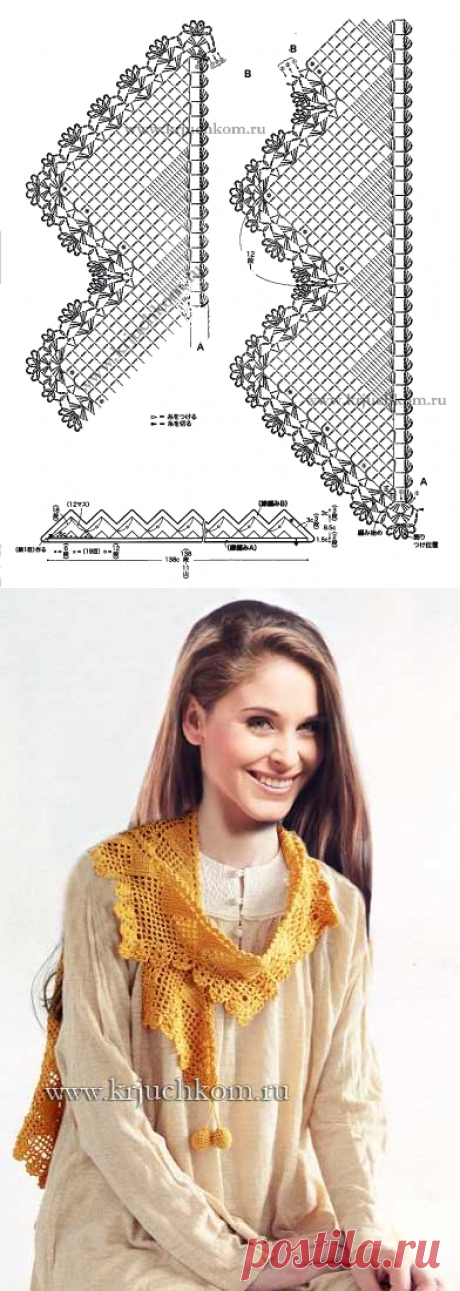 Ажурные вязаные шарфы. Схемы вязания