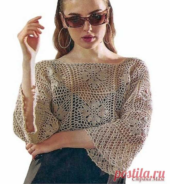 4 ажурные идеи вязаных кофточек со схемами. Летняя подборка из мотивов крючком для женщин. | Вяжем вместе с Людмилой | Дзен