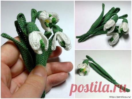 Как обвязывать крючком тонкую проволоку в лепестках цветов и листочках