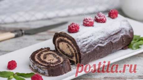Шоколадный рулет с шоколадным кремом | Кулинарные рецепты