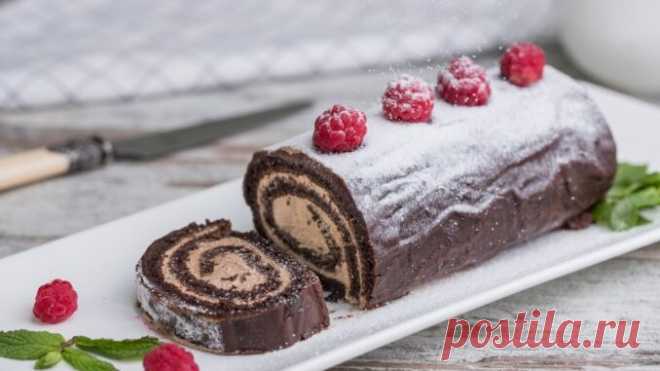 Шоколадный рулет с шоколадным кремом | Кулинарные рецепты