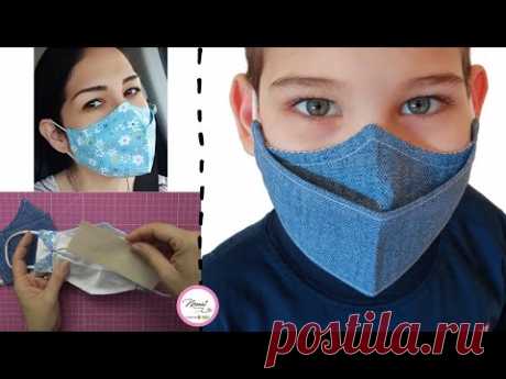 #22 MASCARILLA 3D CON FILTRO/ PATRÓN EN TRES TALLAS/PASO A PASO