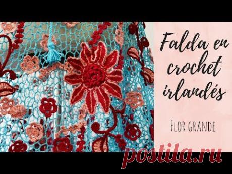 Falda en crochet irlandés: Flor grande - Tejidos Circulos