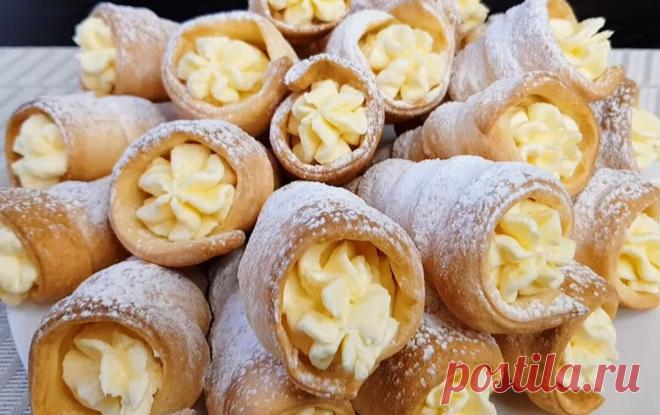 Слоёные трубочки с кремом, настоящий вкус детства - SkVer Слоёные трубочки с кремом – настоящий вкус детства! Я даже и не думала, что готовятся они так просто и быстро. Делюсь рецептом с Вами.