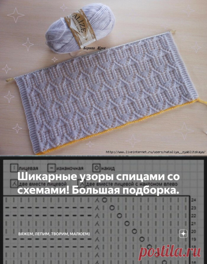 Шикарные узоры спицами со схемами! Большая подборка. | Вяжем, лепим, творим, малюем) | Яндекс Дзен