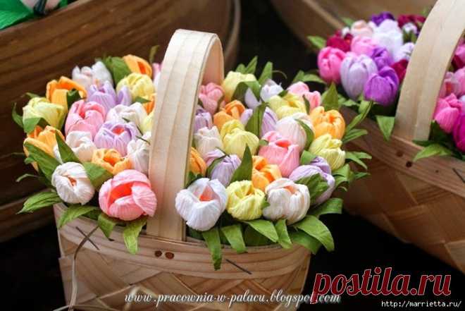 Крокусы из креповой бумаги