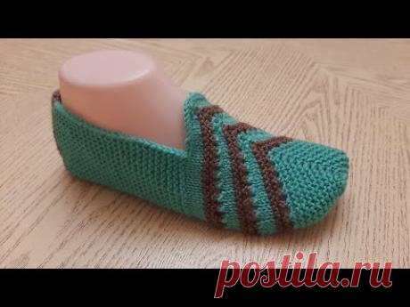 Тапочки-следки на двух спицах № 56 / KNIT SLIPPERS (ENGLISH subtitles) / patik modelleri