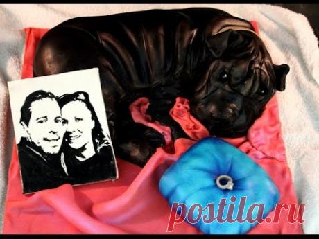 Kricky Cakes Decoration: Realistic Shar-pei dog cake tutorial with airbrush (for bachelorette party)