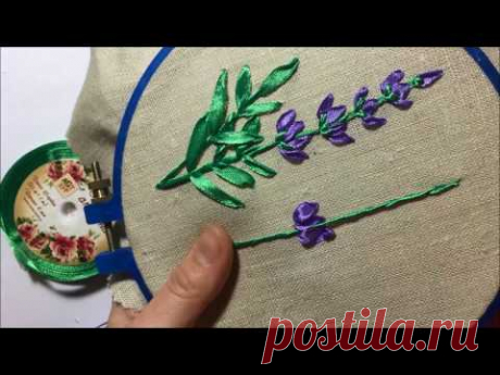Лаванда вышитая лентами / Lavender embroidered ribbons