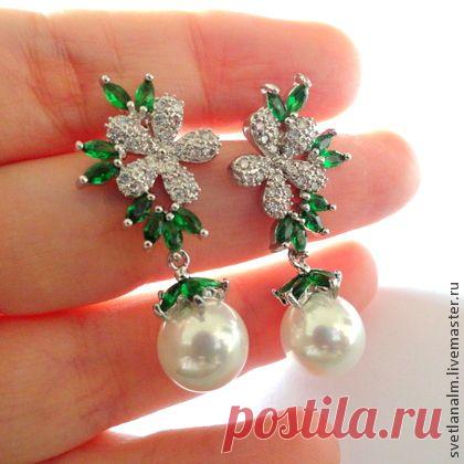 Серьги ВЕСНА - майорка, цирконы, гипоаллергенная фурнитура - серьги,красивые серьги