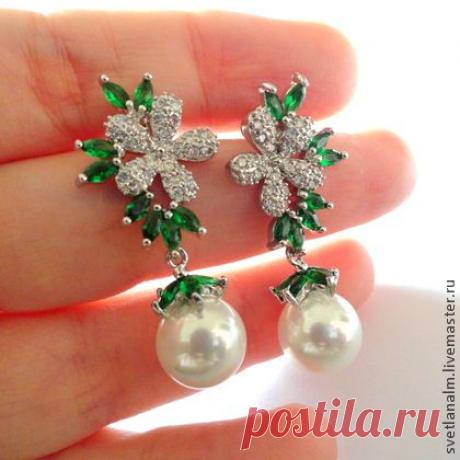 Серьги ВЕСНА - майорка, цирконы, гипоаллергенная фурнитура - серьги,красивые серьги