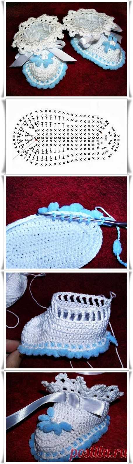 Ажурные пинетки крючком