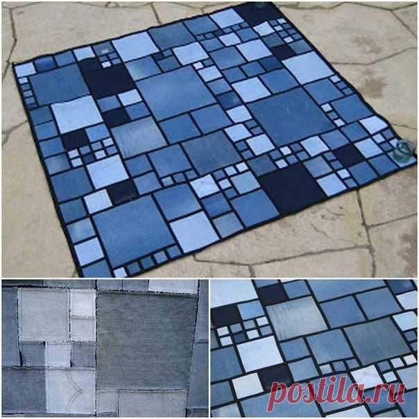 коврик из старых джинсов
