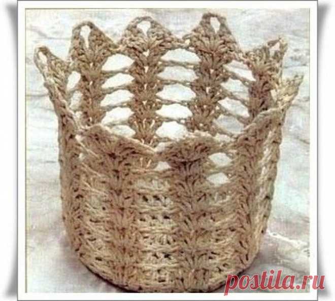 Вяжем красивые корзинки из шпагата