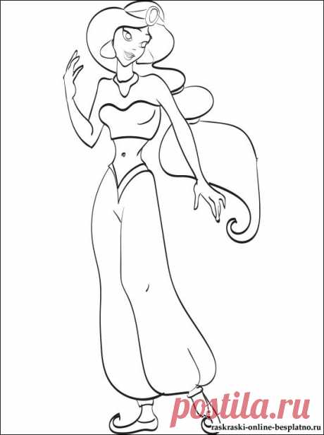 Раскраска принцессы Жасмин | Раскраски для детей