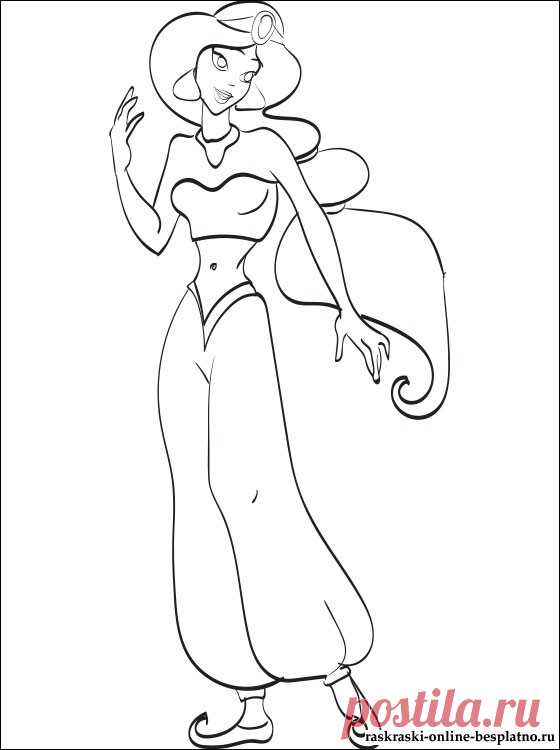 Раскраска принцессы Жасмин | Раскраски для детей