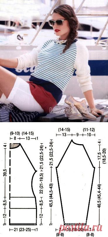 Полосатый пуловер в морском стиле схема спицами » Люблю Вязать