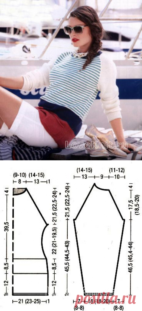 Полосатый пуловер в морском стиле схема спицами » Люблю Вязать