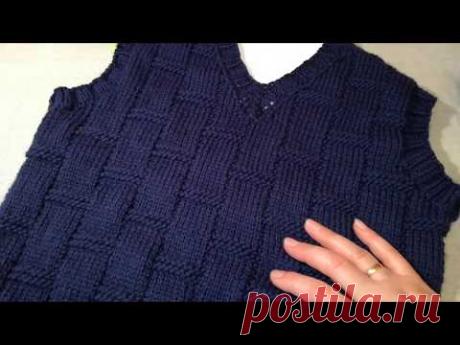 Безрукавка спицами для мальчика школьная. Экспресс МК.