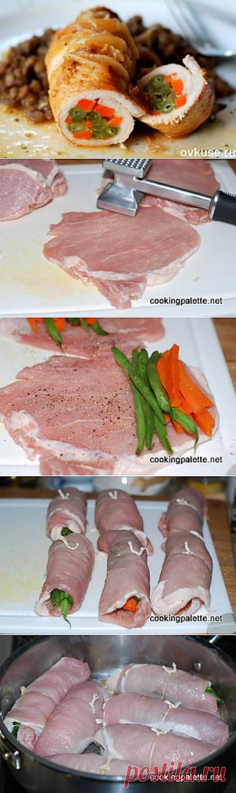 СВИНЫЕ РУЛЕТЫ С МОРКОВЬЮ И ЗЕЛЕНОЙ ФАСОЛЬЮ (ИЛИ РУЛЕТЫ ИЗ КУРИЦЫ)