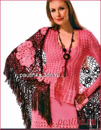 Схемы вязания шали - Схемы для вязания - Уроки вязания крючком - Вязание крючком, мотивы, схемы для вязания крючком