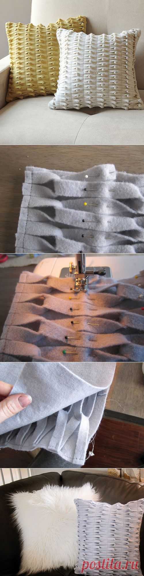 Диванные уютные подушки-«думочки» из полосок фетра — Рукоделие