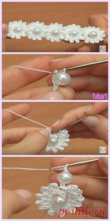 Crochet Mini Bead Flower String Tutorial