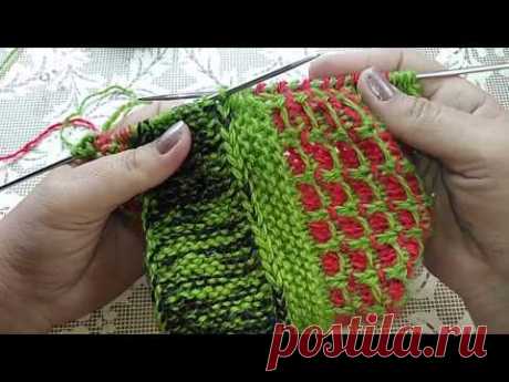 "КЛУБНИЧНОЕ НАСТРОЕНИЕ"/ТАПОЧКИ-СЛЕДОЧКИ НА ДВУХ СПИЦАХ БЕЗ ШВОВ/МК ЧАСТЬ2
