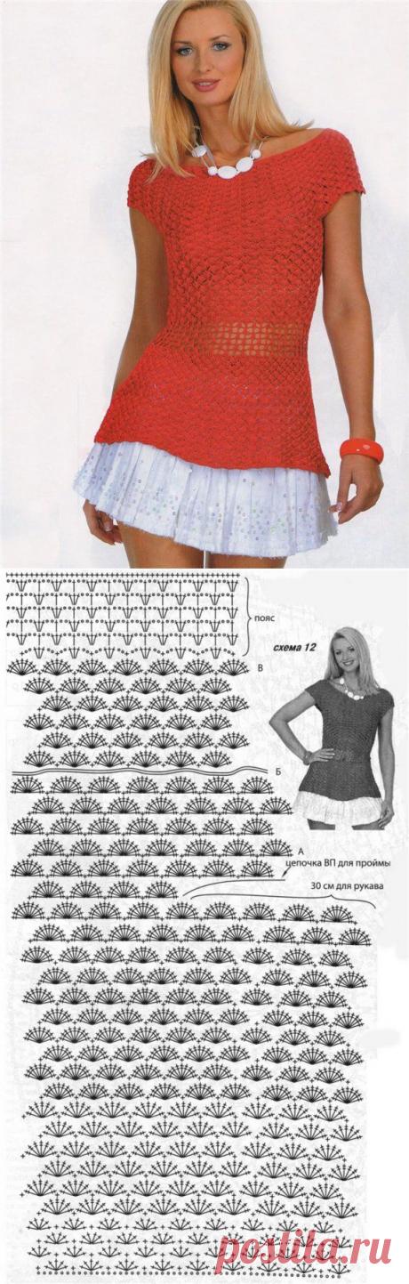 Ажурная кофточка связанная крючком.
