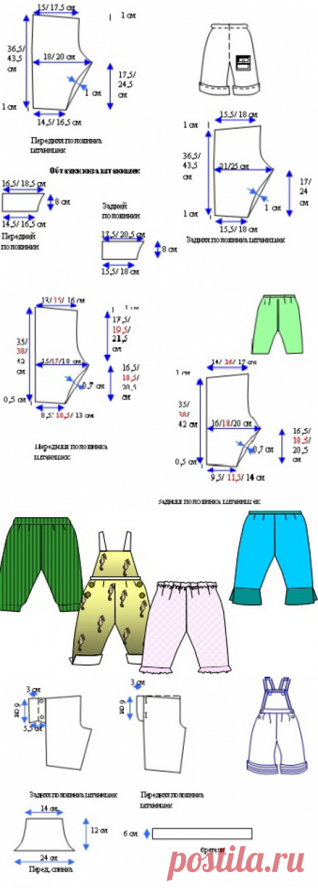 Выкройка ползунков и штанишек