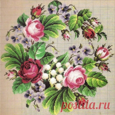 Вышивка крестом — красивые старинные схемы Petit Point